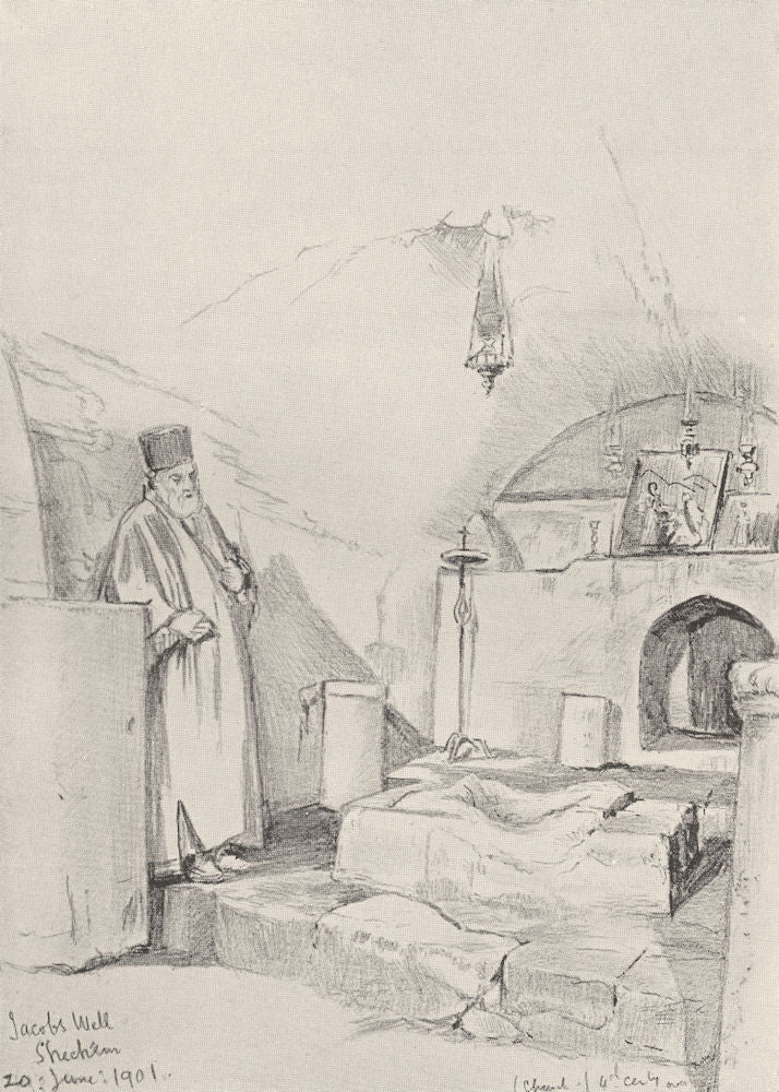 PALESTINE. Jacob's well at Shechem(Nablus) 1902 old antique print picture